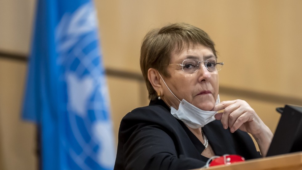FN:s människorättschef Michelle Bachelet vid en debatt tidigare i veckan. Arkivbild.