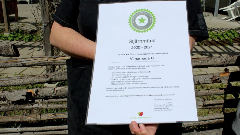 Vimmerby kommuns första stjärnmärkningar har tilldelats personalen på Vimarhaga C.