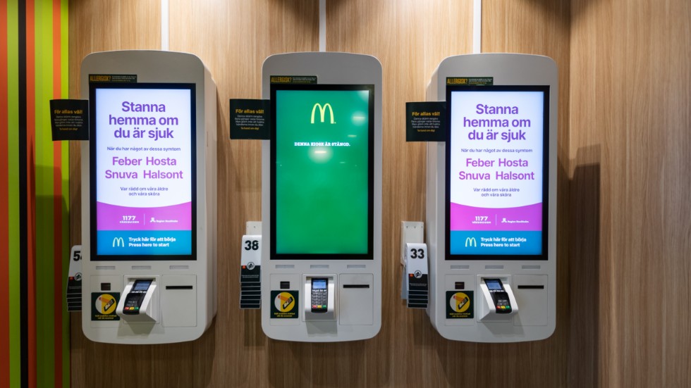 Varannan självserviceautomat på McDonalds på Folkungagatan i Stockholm har nu i stället information om viruset. Syftet är att minska trängseln vid automaterna.