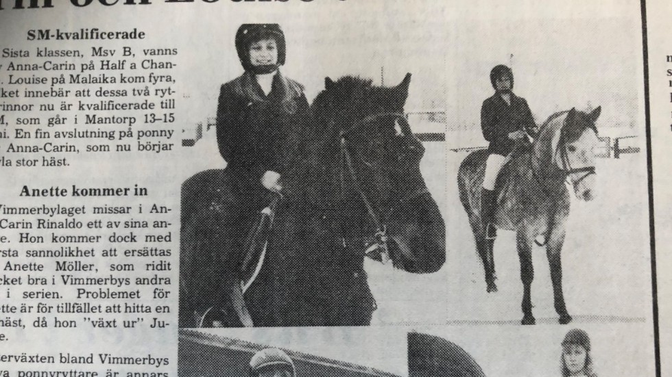 1980. Fyra unga duktiga ponnyryttare i Vimmerby: Kristina Rinaldo, Agneta Egermo, Louise Passmark och Anna-Carin Rinaldo. 