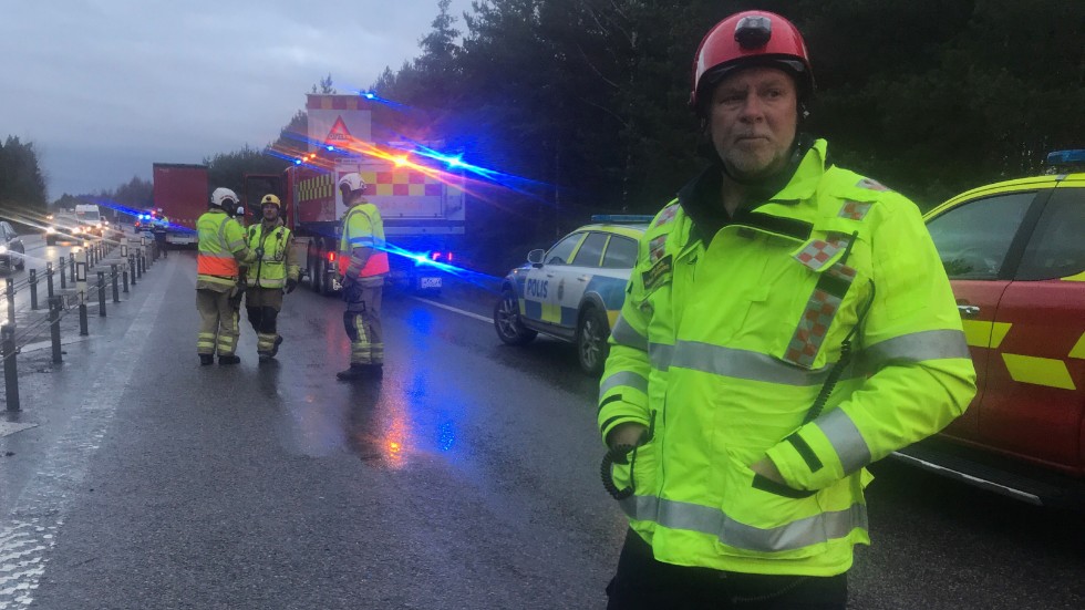 Håkan Sandberg, yttre befäl räddningstjänsten, på plats vid olyckan.