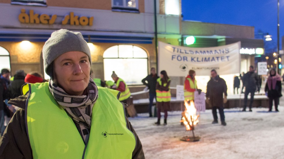 Hanna Stahle på Naturskyddsföreningen gladdes åt att uppslutningen vid demonstrationen var god.