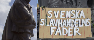 Protesten vid statyn: "Svenska slavhandelns fader"