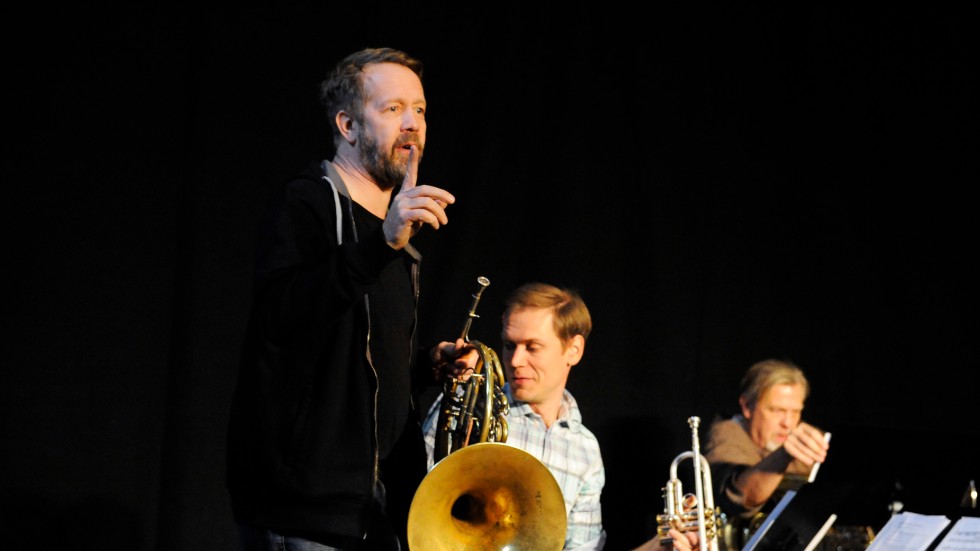 Stockholm brass quintets Johan Ahlin, Elias Svanberg och Calle Jacobsson.