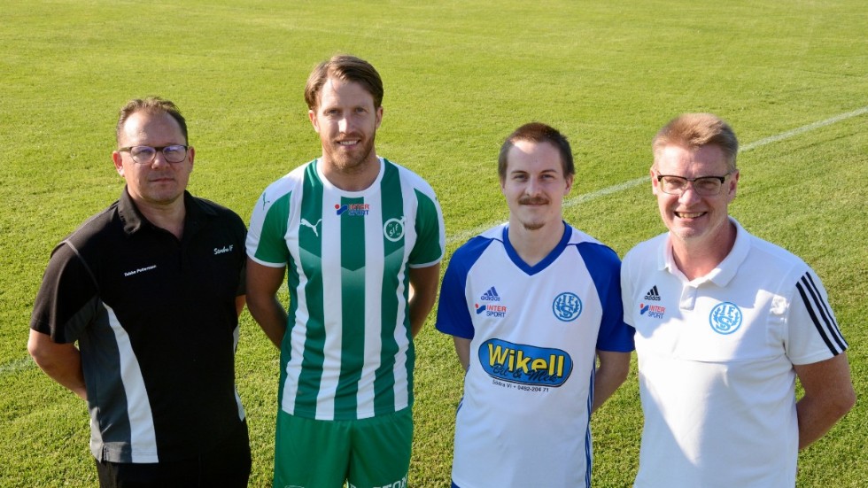 Torbjörn Pettersson och Anton Palmér i Storebro IF, samt Robin Hammar och Peter Magnusson i Södra Vi IF.