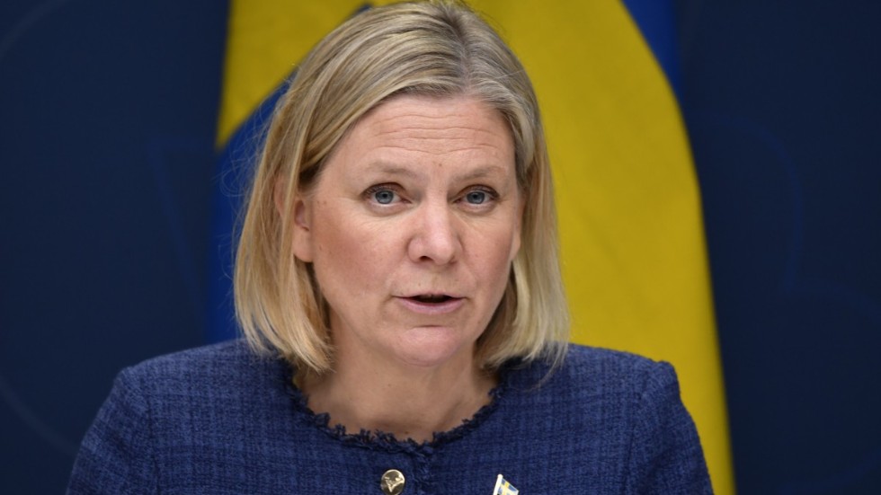 Finansminister Magdalena Andersson (S) håller pressträff. Arkivbild