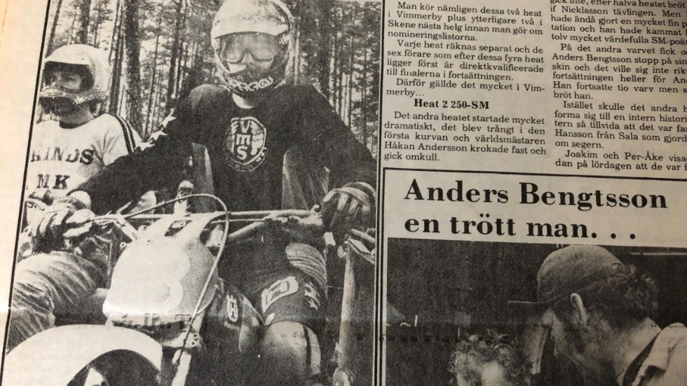 1980. Vimmerby MS stod som värd för en SM-deltävling i motocross. På bilderna ses bland annat hemmaförarna Nicklas Blom och även Anders Bengtsson.