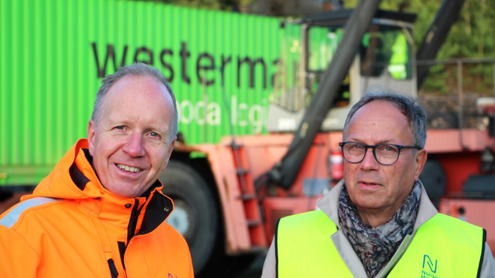 Ola Hjärtström, marknadschef Norrköpings hamn och Pelle Jonsson , svensk representant för nederländska Westerman.