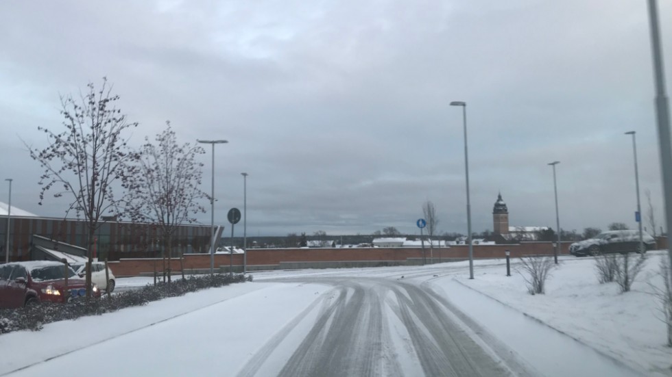 Snöigt i Strängnäs på fredagen.