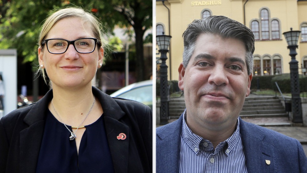 Jessica Eek (V) och Niklas Borg (M) drabbade på tisdagen samman i en debatt i kommunfullmäktige. 