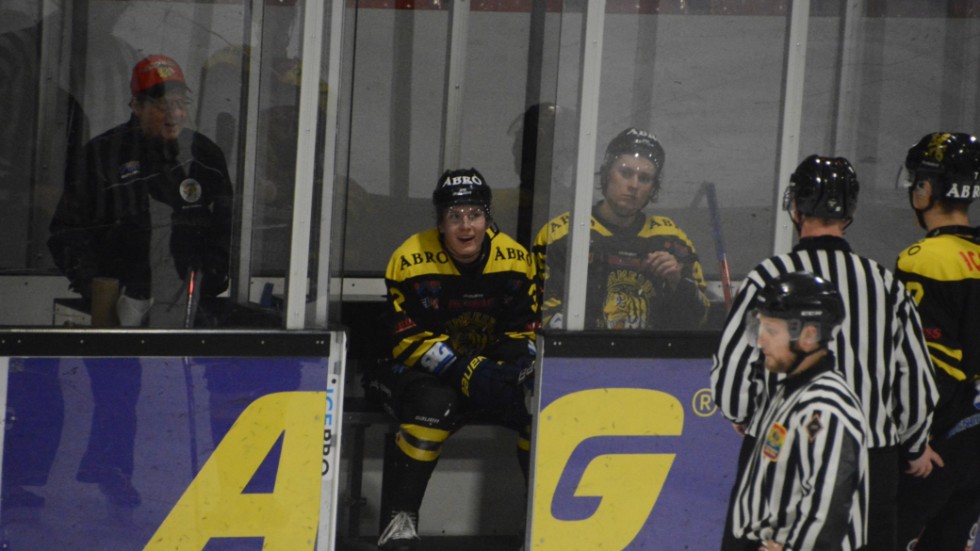 Eddie Levin under en match med Vimmerby Hockey förra säsongen.