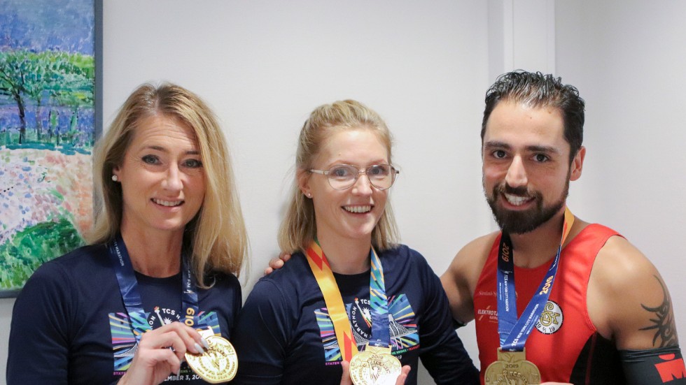 Eva Asklund, Malin och Poyan Sandnell fördes samman under världens största maratontävling.