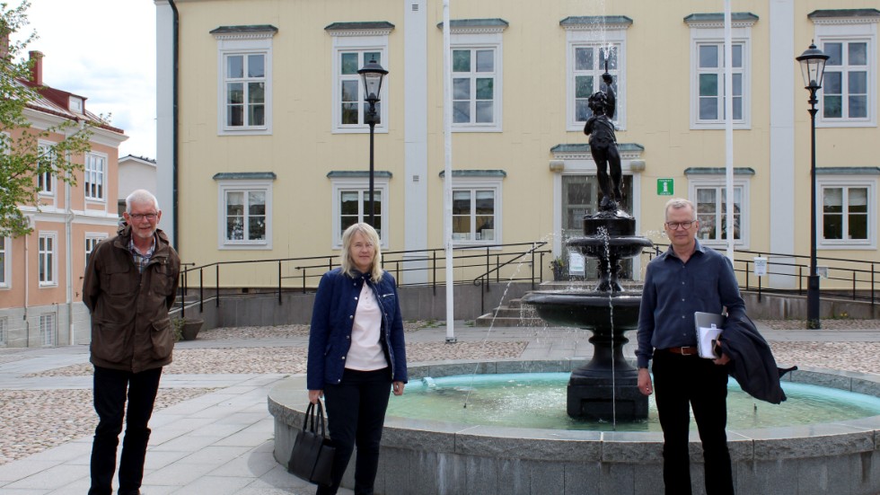 Marie Björling Larsson delades sina erfarenheter att jobba hemifrån med Anders Åkesson (C) (till vänster) och Jacob Käll (C). 