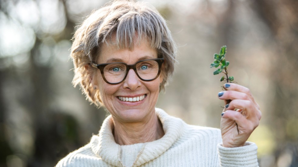 "Det finns giftiga växter, man ska vara säker på vad man plockar ? då är det ingen fara", säger Lisen Sundgren med brännässla i handen.