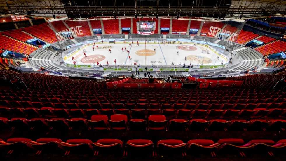 Läktarena i Scandinavium i Göteborg gapade tomma när hockeysäsongen avslutades i mars. Arkivbild.