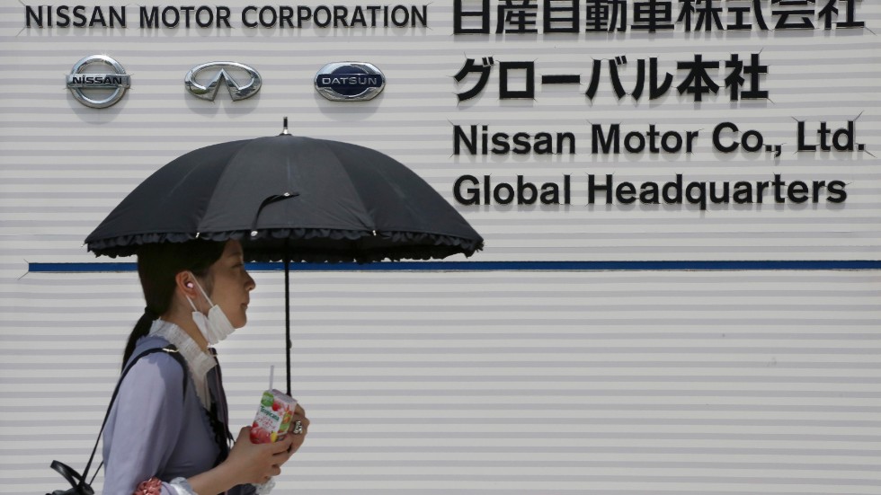 Biljätten Nissans kurs på Tokyobörsen sjunker under torsdagen. Arkivbild.