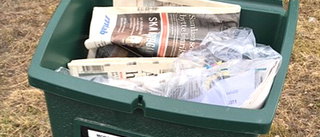 Blöta tidningar i locklös låda