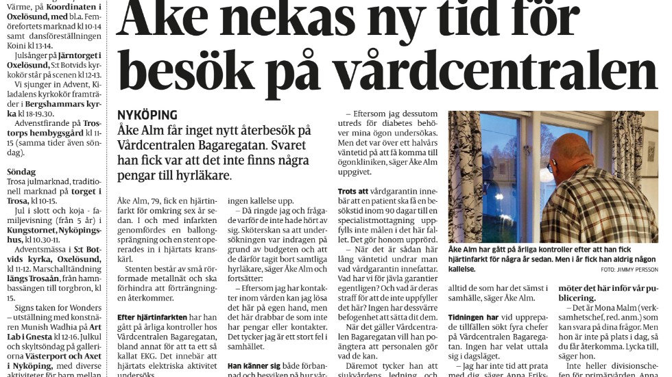 Så här såg artikeln om Åke Alm ut i fredagens papperstidning av SN.
