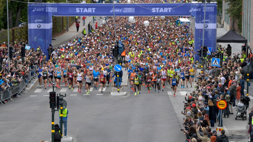 Starten i Stockholm Marathon i fjol.