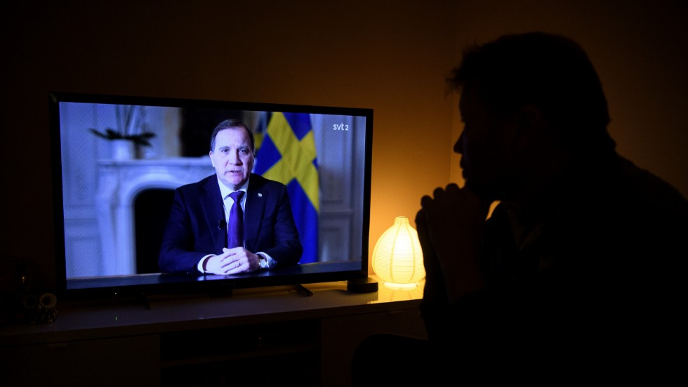 Statsminister Stefan Löfven (S) håller den 22 mars ett tal till nationen i SVT med anledning av coronapandemin.