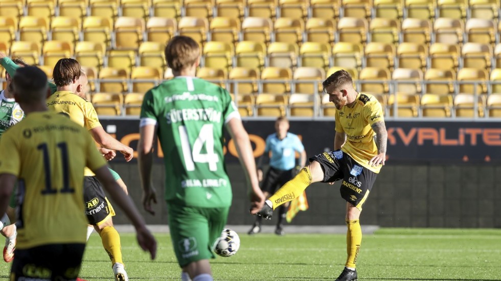 Elfsborgs Rasmus Alm gör 1–0 mot Hammarby.