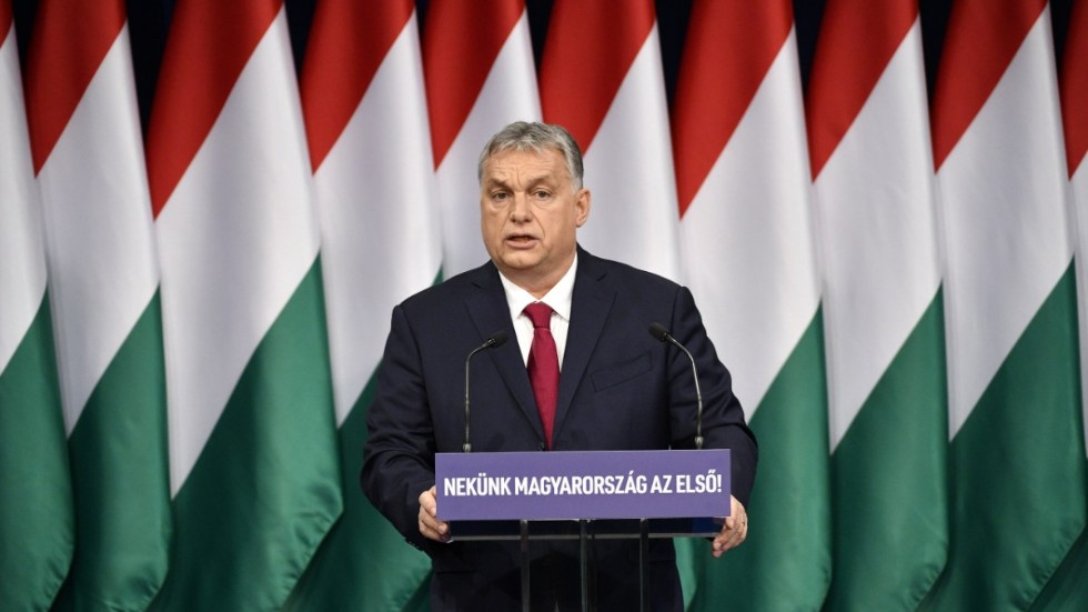 Ungerns premiärminister Viktor Orbán har infört en särskild lag med hänvisning till coronaviruset där journalister som sprider falsk information riskerar flera års fängelse. Arkivbild.