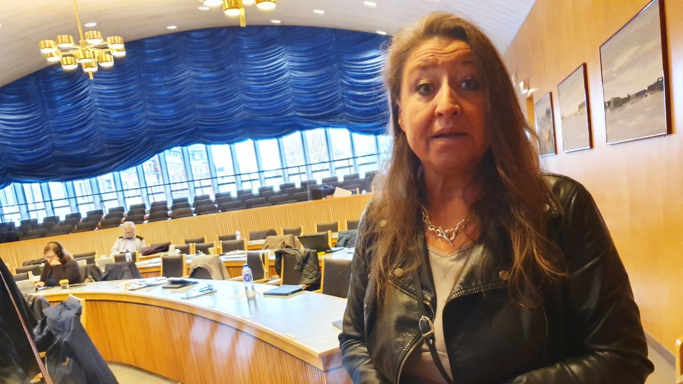 Centerns gruppledare Carola Lidén kritiserade långsiktigheten i S och M:s gemensamma budget.
