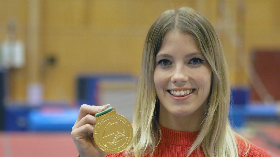 Lina Sjöberg hoppas kunna försvara sitt VM-guld i dubbel minitrampolin. 