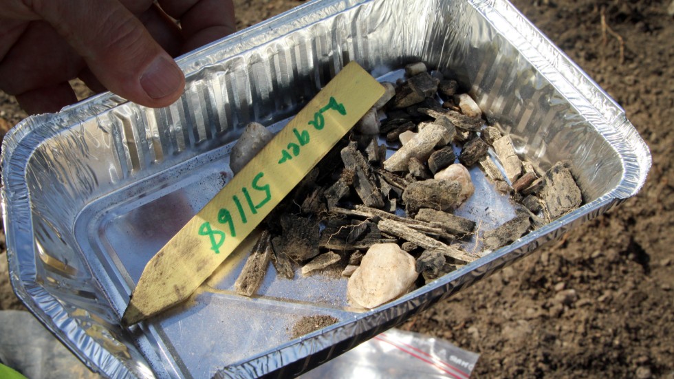 Människorna som begravts har kremerats, fynden består av sotiga fragment av benbitar, keramik och träkol.