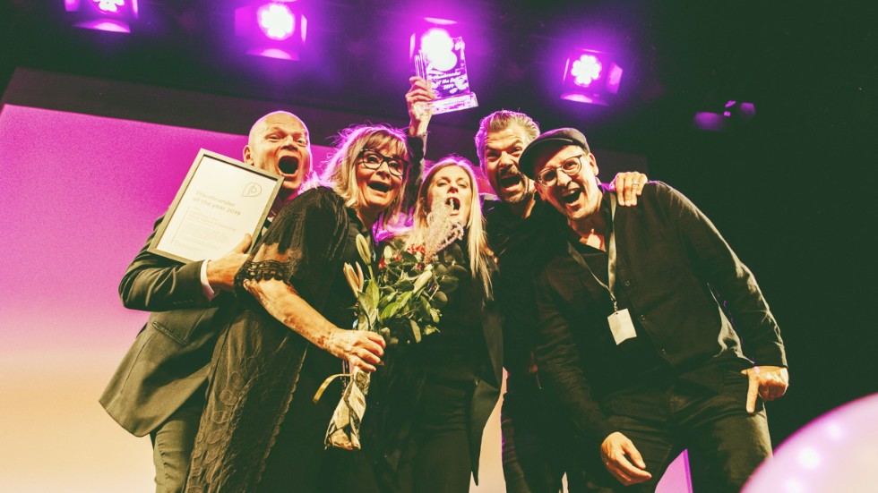 Eskilstuna blev vinnare av Placebrander of the year 2019. På bilden syns från vänster Vesa Hiltula, Eva Nordberg, Isabel Jansson, Martin Roos och Peter Nilsson.