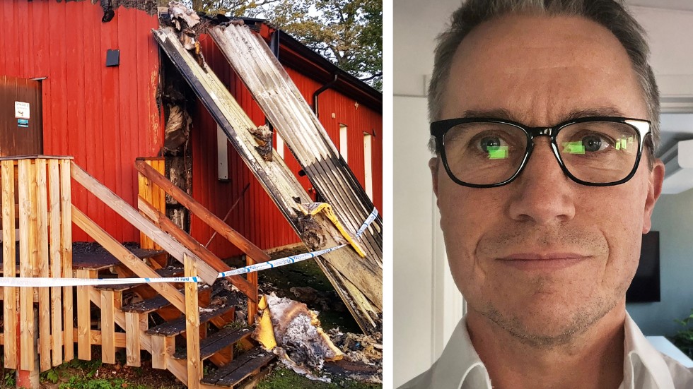 BK Derbys ordförande Jonas Lundberg hoppas att den brandskadade byggnaden kan fixas till vårsäsongen.