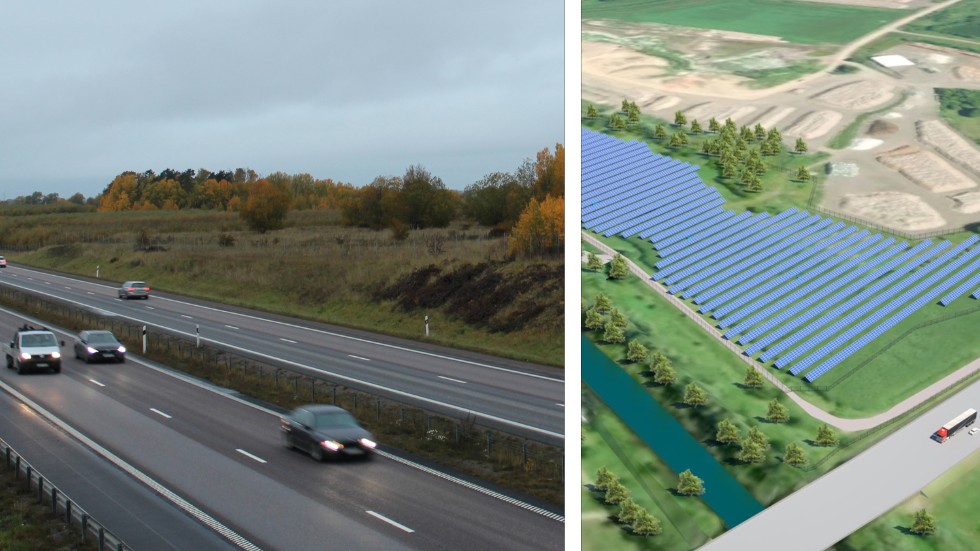 Solcellsparken kommer att byggas intill E4, mittemot småbåtshamnen mellan Stångån och återvinningscentralen i Gärstad.