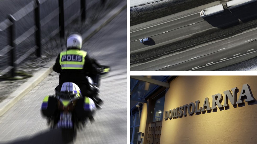 En motorcykelpolis följde efter den 32-årige bilföraren på E4. Nu har 32-åringen åtalats vid Linköpings tingsrätt. 