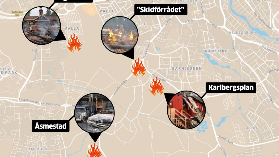 Polisen har tidigare utrett om de här fyra bränderna har ett samband. Nu utreds ytterligare en brand som misstänks vara anlagd, den här gången i Normstorp sydväst om Linköping.