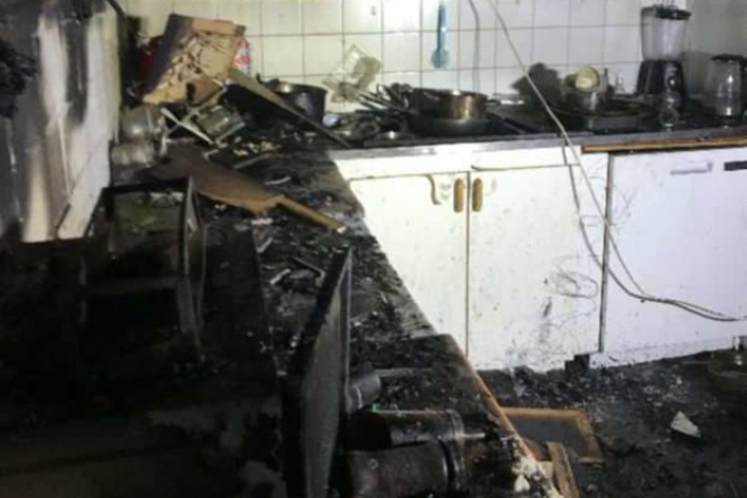 Branden orsakade omfattande skador i köket.