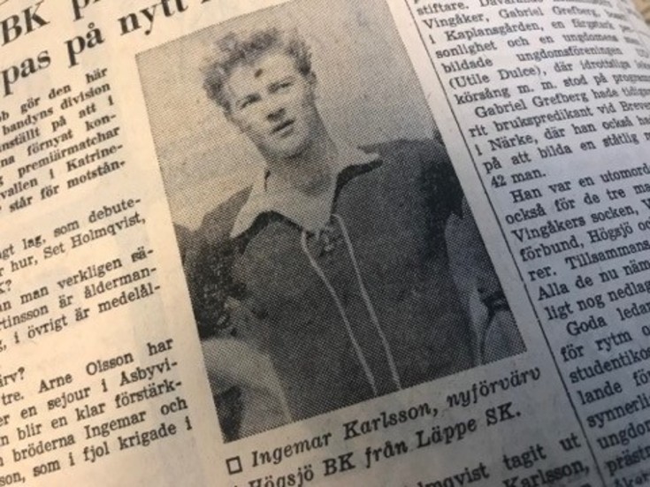 Kuriren för 50 år sedan: Ingemar Karlsson, nyförvärv i Högsjö BK från Läppe SK. 