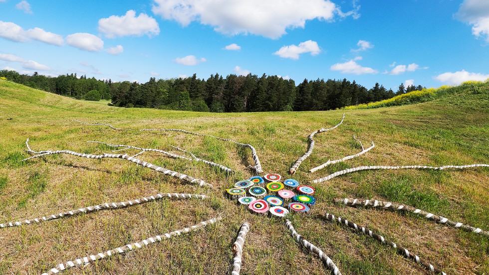 Konstverket ”Skogens hemlighet” är gjort av konstnären Jasmine Cederqvist med hjälp av flera skolungdomar.