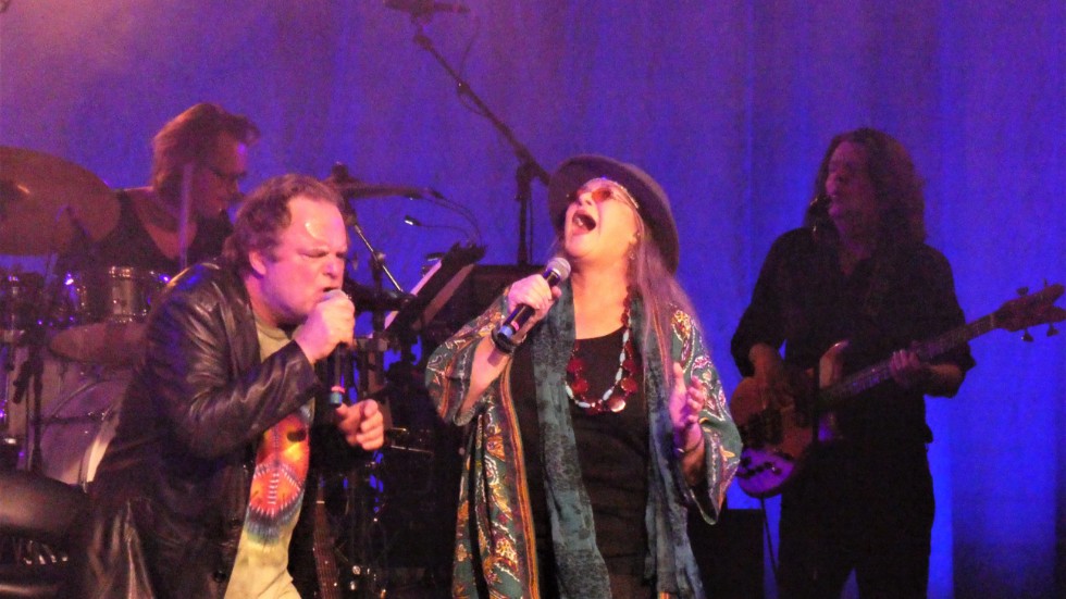 Janne Åström och Py Bäckman verkade stortrivas liksom publiken när de återbesökte Woodstock.