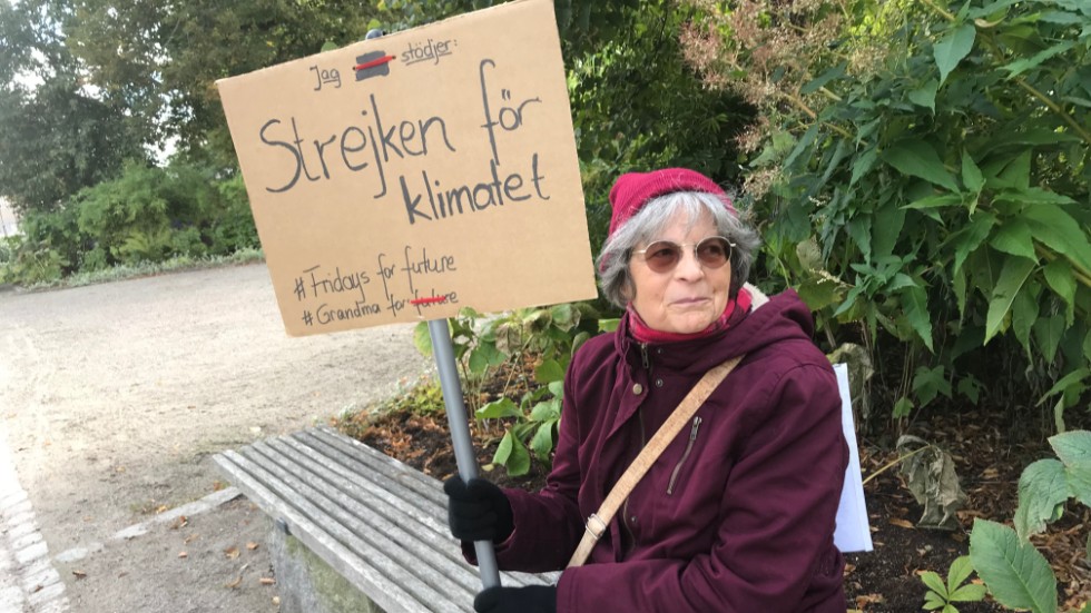 68-åriga Dorothee Hildebrandt demonstrerar utanför Gröna kulle hela veckan. 