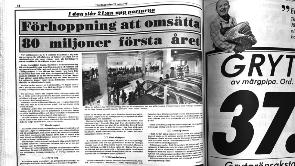 När butikscentrumet nr 21 skulle slå upp portarna den 27 mars 1981 var det ett en stor satsning i Eskilstunas centrum. Där skulle 36 olika butiker rymmas.