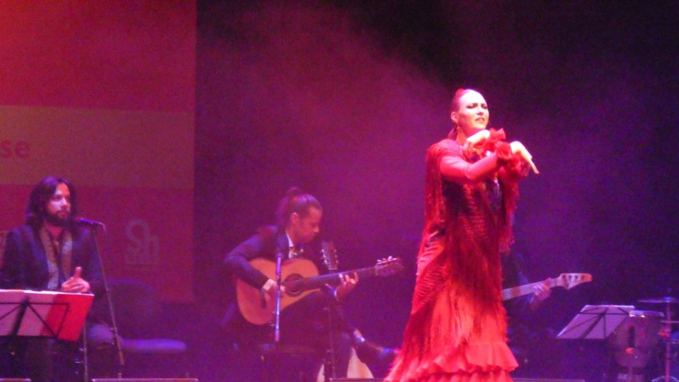 Ann Sehlstedt, ”La Pantera”, bjöd på mycket uttrycksfull och suggestiv dans till flamencoavdelningen.