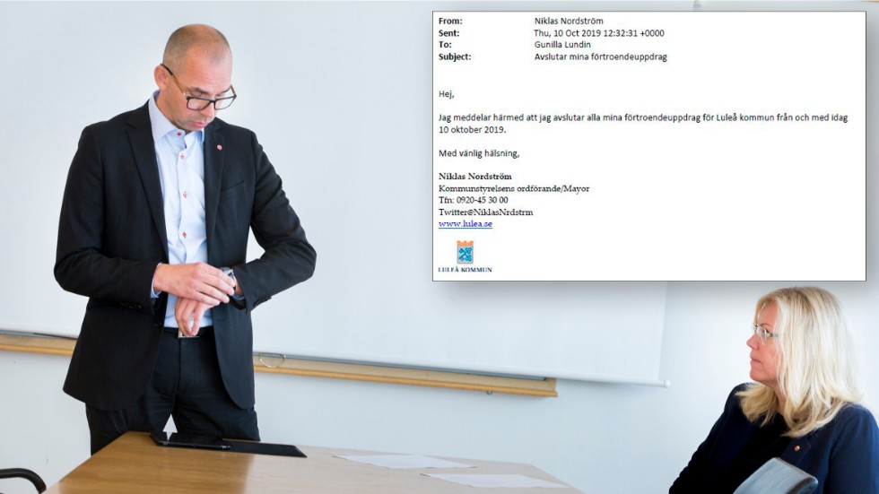 Niklas Nordström (S) har avsagt sig en mängd kommunala styrelseuppdrag efter sin avgång som kommunalråd. Däremot sitter han fortfarande i flera styrelser inom näringslivet, som Business Sweden och HUI Research. 