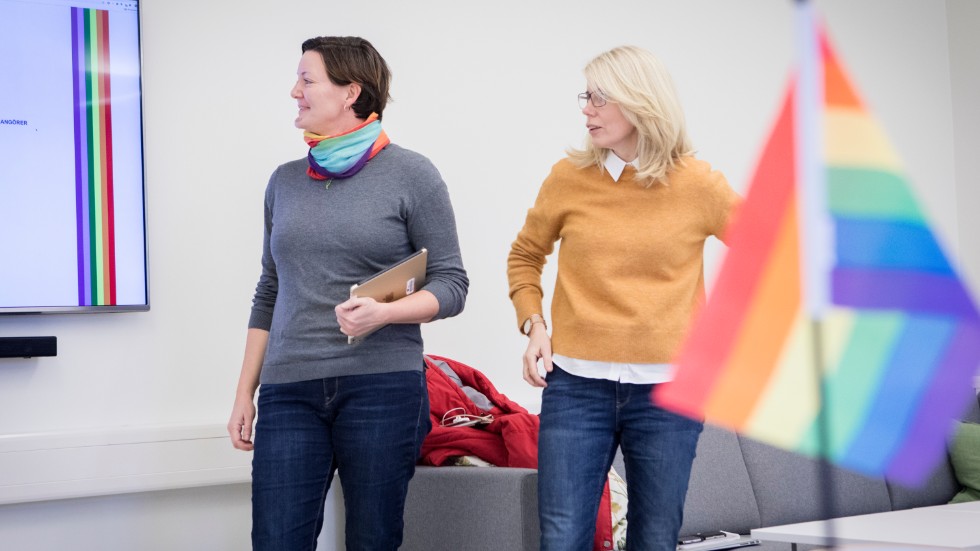 Isabel Enström och Katja Wiklund från Gotland Prides samordningsgrupp.