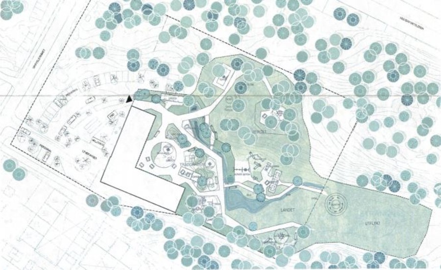 Så här ser en skiss av den planerade förskolan vid Tryffelstråket ut. Den ska innehålla sex avdelningar för 120 barn, enligt beskrivningen.