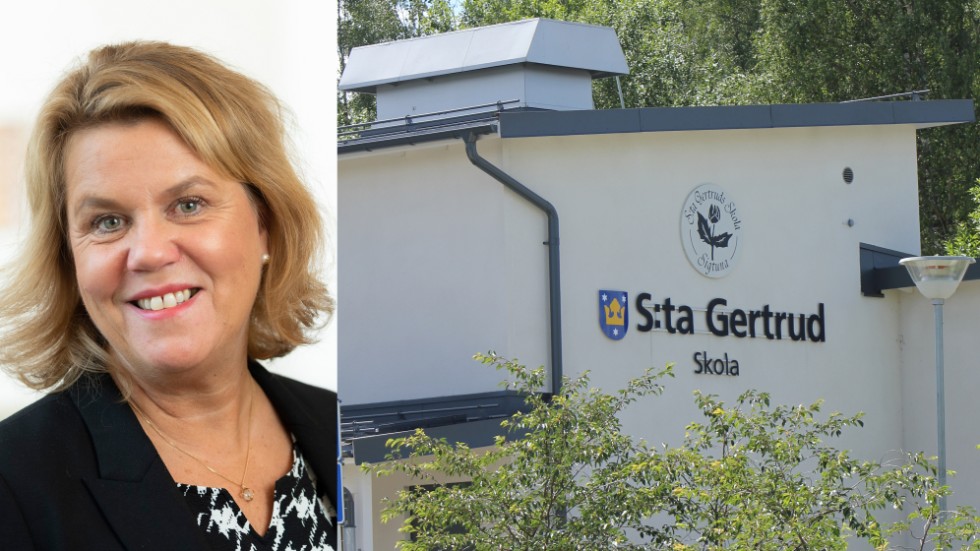 Rektorn Ingela Björk på Sankta Gertruds skola beslutade att hålla eleverna inomhus under eftermiddagen när den förrymda fången befann sig i området. 