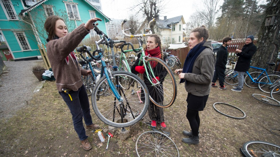 Här en bild från en cykeldelningsverksamhet i Solna. 
