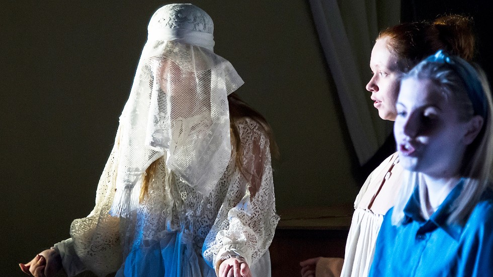 En spökkvinna var en av karaktärerna i teatergruppen Gryningens pjäs på Charlottenborgs slott.