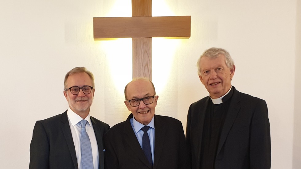 Vid Ekebergskyrkans jubileum deltog församlingens förste ordförande, Roy Löfquist, nuvarande ordförande Torbjörn Wirsenius och förre distriktsföreståndare, Lennart Johansson.