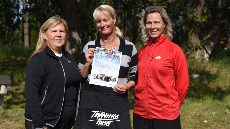 Helen Sjöström från Korpen, Maria Pettersson på träningshuset och Ida Blom från Friskis&Svettis arrangerar en prova på dag för att få fler att motionera mera.