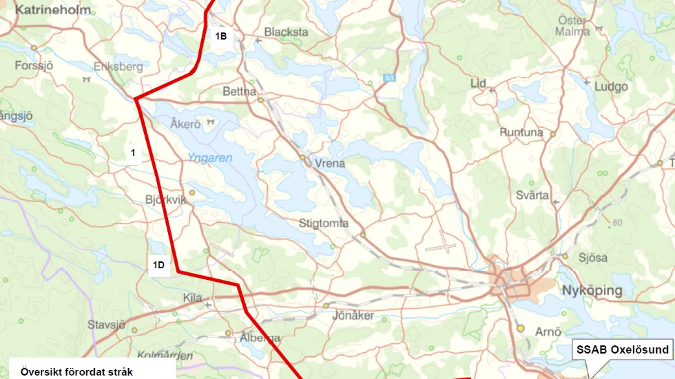 Från Hedenlunda i Flens kommun till SSAB i Oxelösund vill Vattenfall dra en kraftledningen. Den upp till 45 meter breda kraftledningsgatan kommer att gå genom fyra sörmländska kommuner.